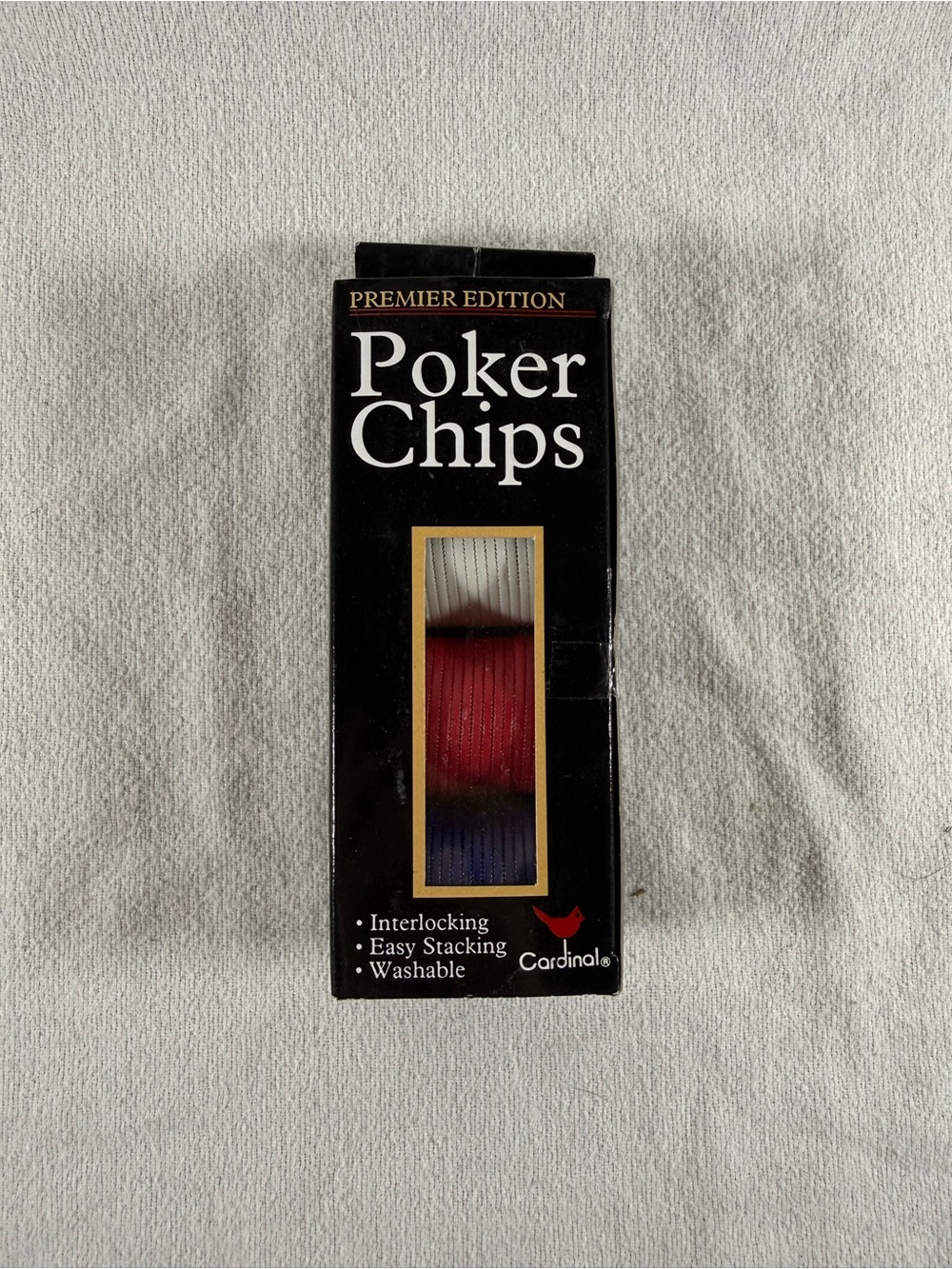 Cardinal Premier Edition Poker Chips - Black Box with Red, White & Blue Chips